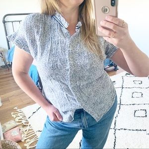 SUNDAYS blue floral flutter sleeve top medium